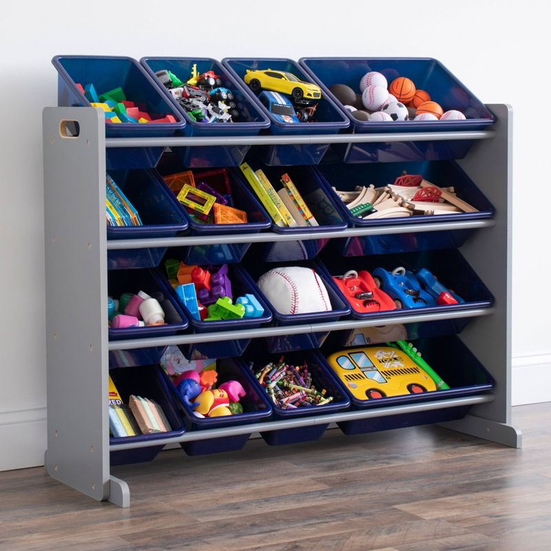 Newport Super Sized Toy Storage Organizer with 16 Storage Bins Navy/Gray - Humble Crew
