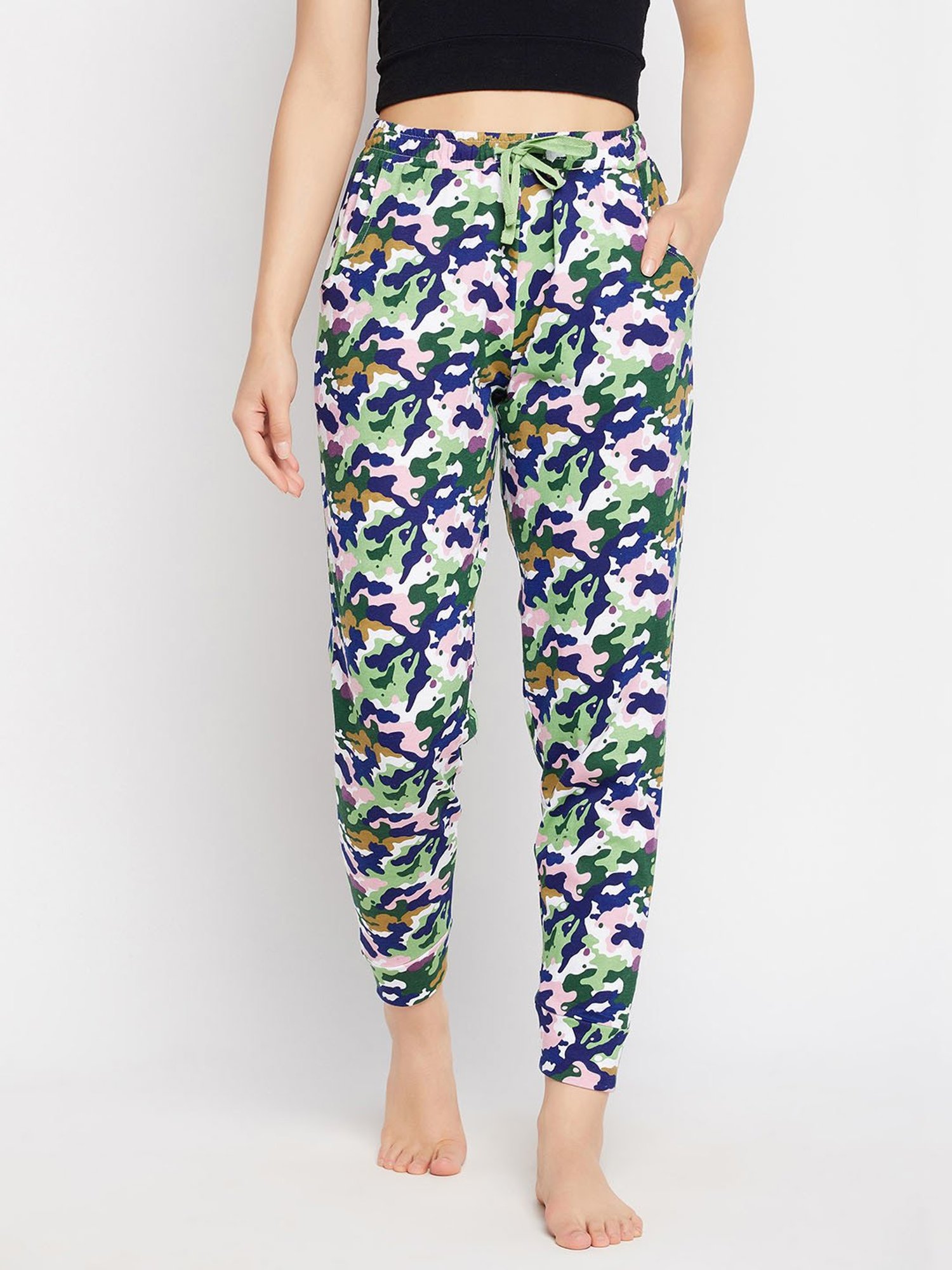 Clovia Multicolor Printed Cotton Lounge Pants