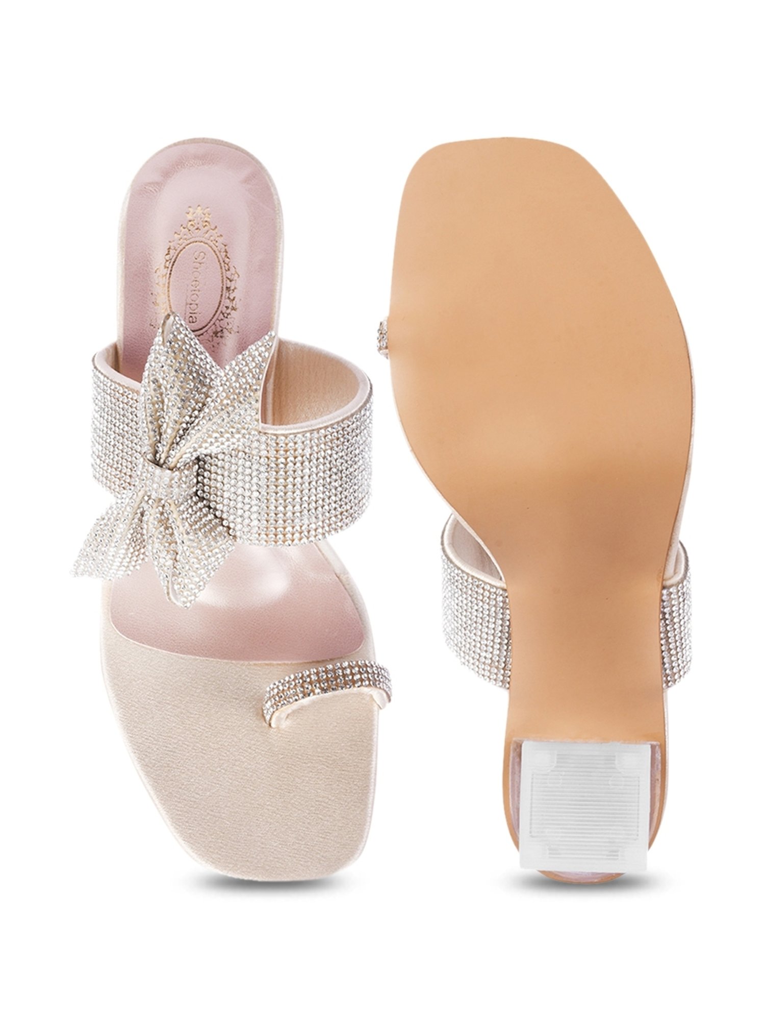 Shoetopia Women's Golden Toe Ring Sandals