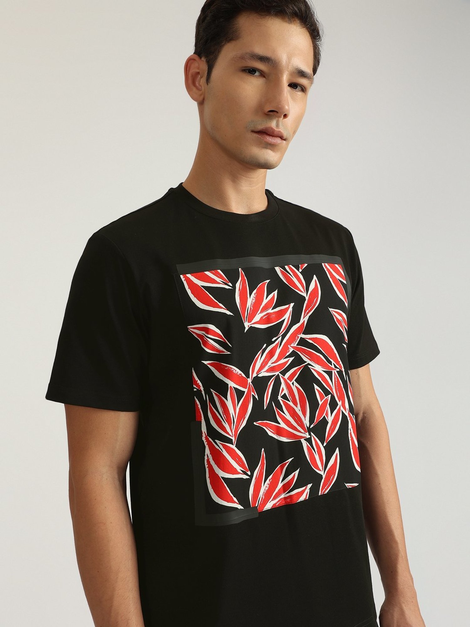 Antony Morato Black Pure Cotton Regular Fit Printed T-Shirt