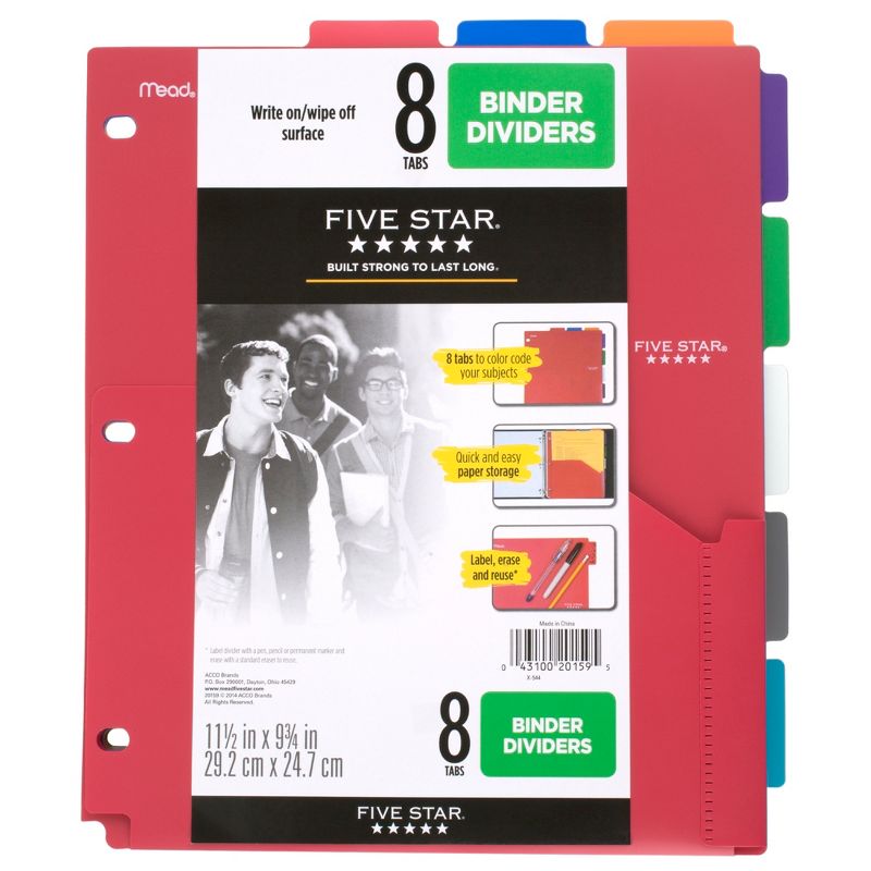 JAM Paper 8 5/8'' x 11 1/2'' 6pk Plastic 3 Hole Punch Binder Envelopes, Hook & Loop Closure, 1" Expansion - Multicolor