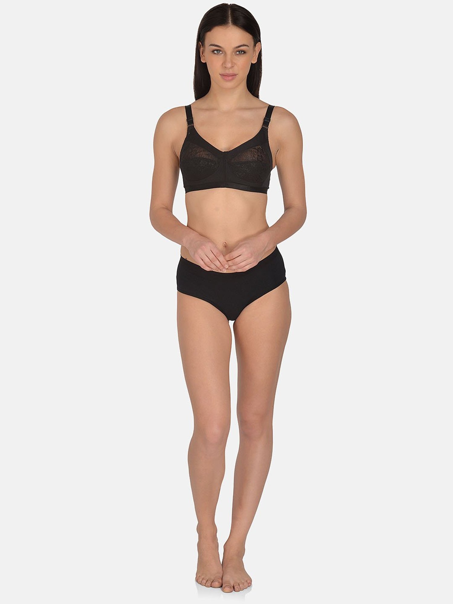 Mod & Shy Black Lace Bra & Panty Set