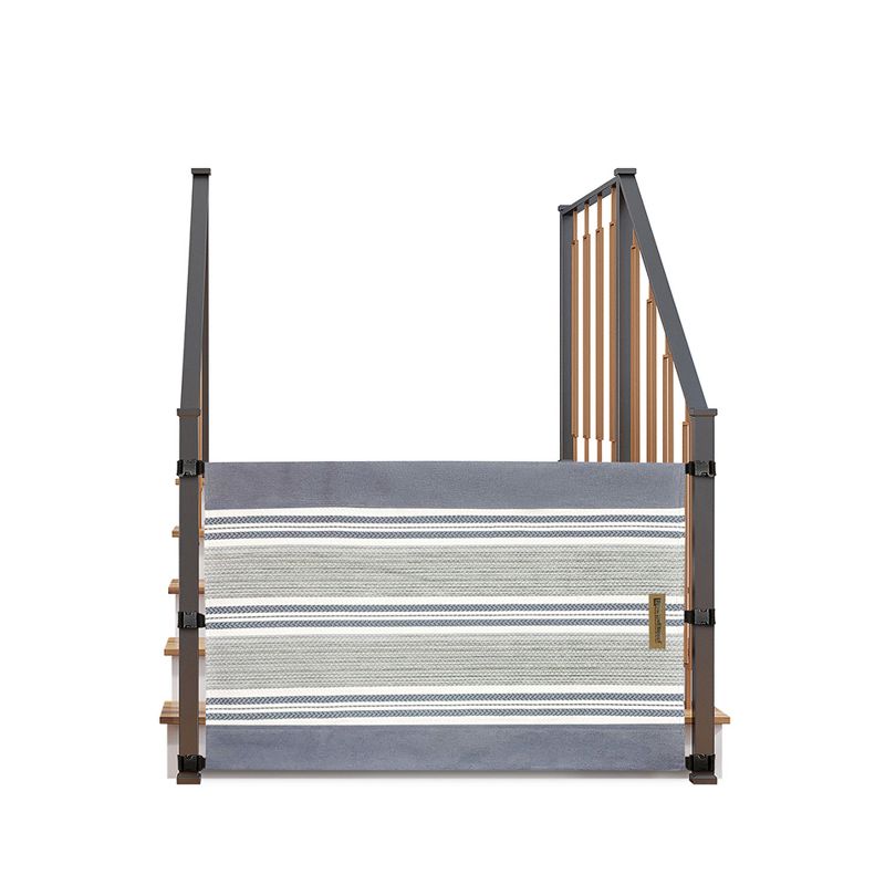 The Stair Barrier Portable Regular Banister to Banister Retractable Fabric Baby and Pet Safety Gate, 36 to 42 Inch, Farmhouse Lines Gray