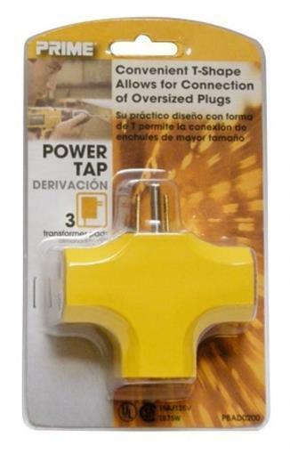 Prime PBAD0200 3 Outlet 90 Yellow Adapter