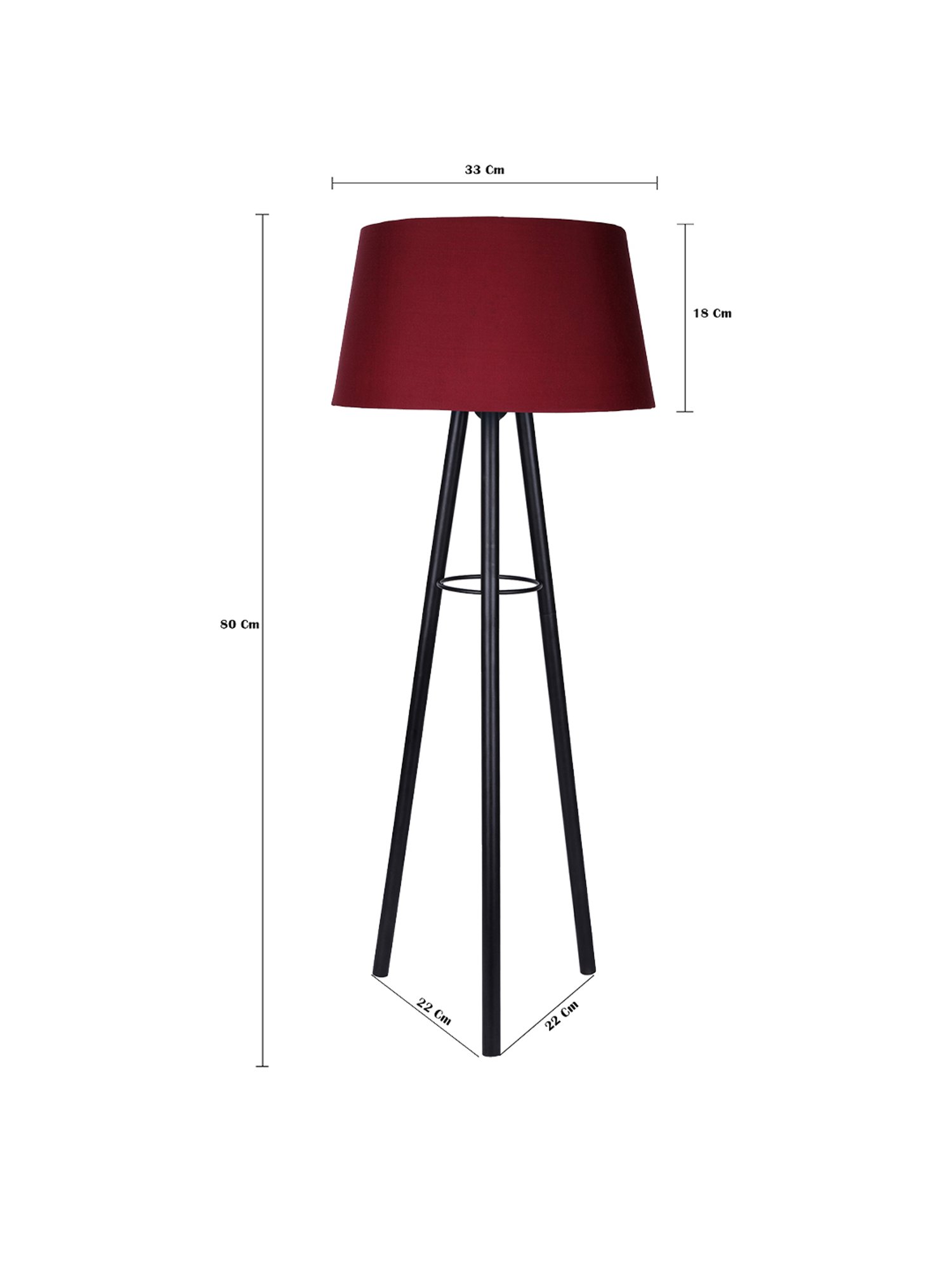 Homesake Black Mid Century Metal Tripod Table Lamp With Red Shade