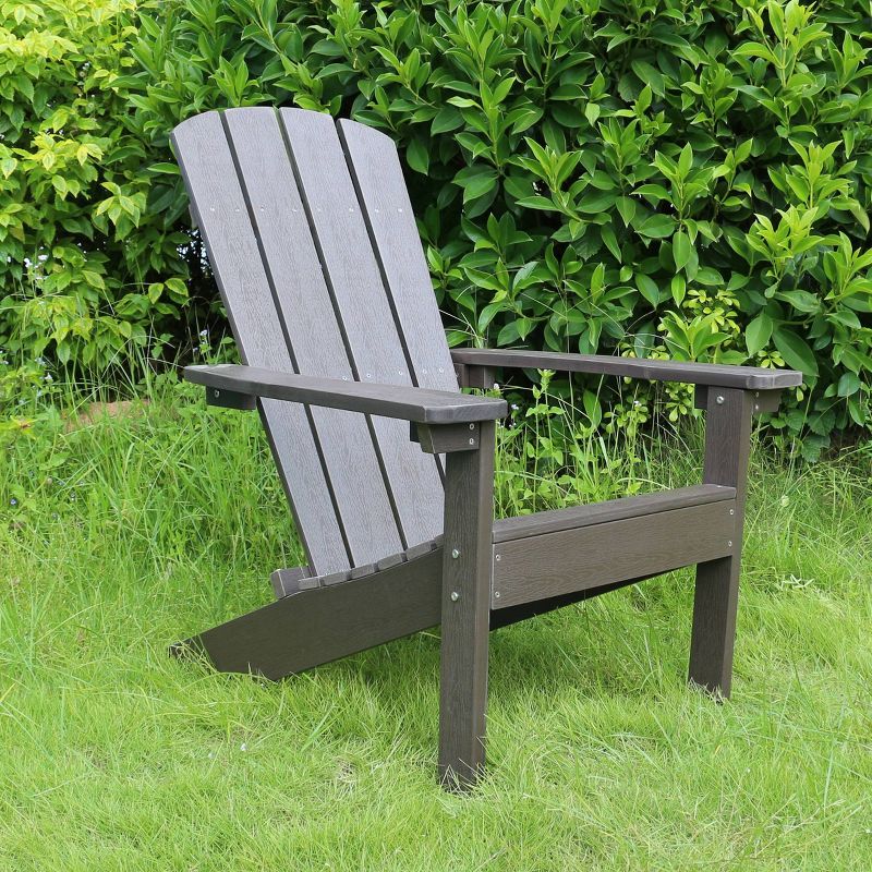 Lakeside Faux Wood Adirondack Outdoor Portable Chair Espresso - Merry Products