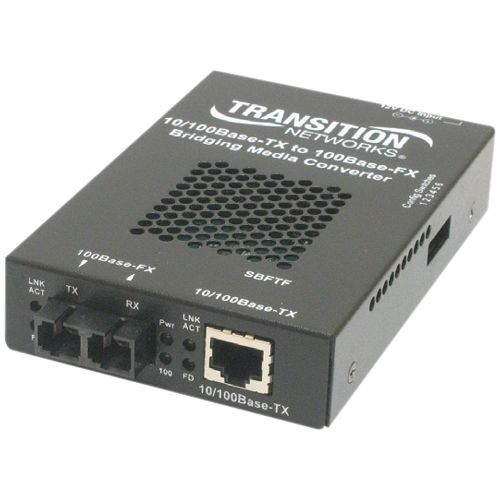 Transition Networks 10/100 Bridging 10/100Base-TX to 100Base-FX Media Converter - 1 x RJ-45 , 1 x LC - 10/100Base-TX, 100Base-FX