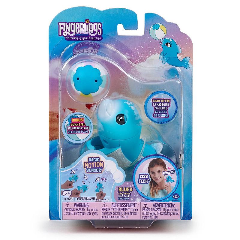 Fingerlings Baby Light-up Dolphin - Blues (Blue) - Interactive Toy