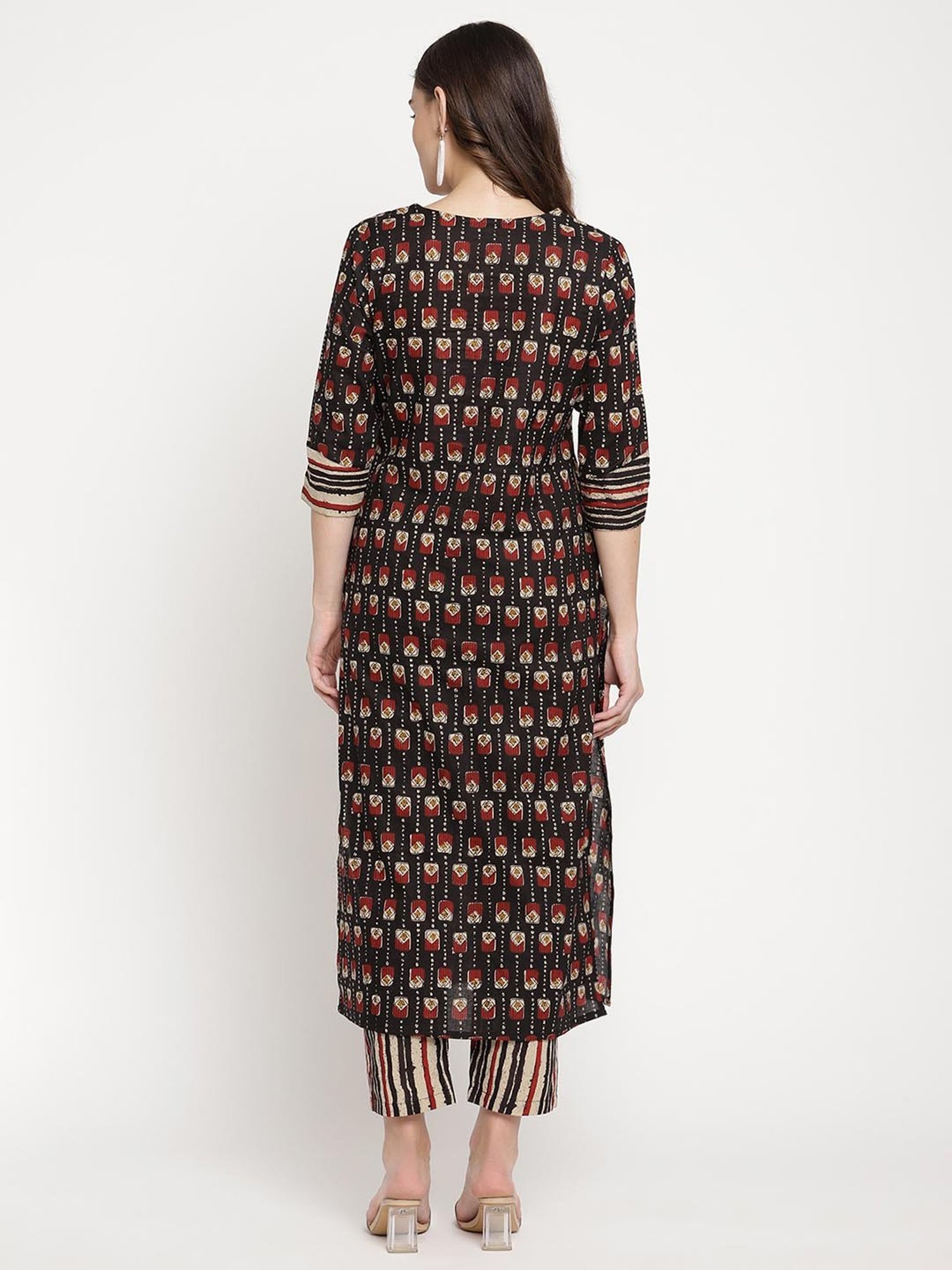 Sringam Black Printed Kurta Pant Set