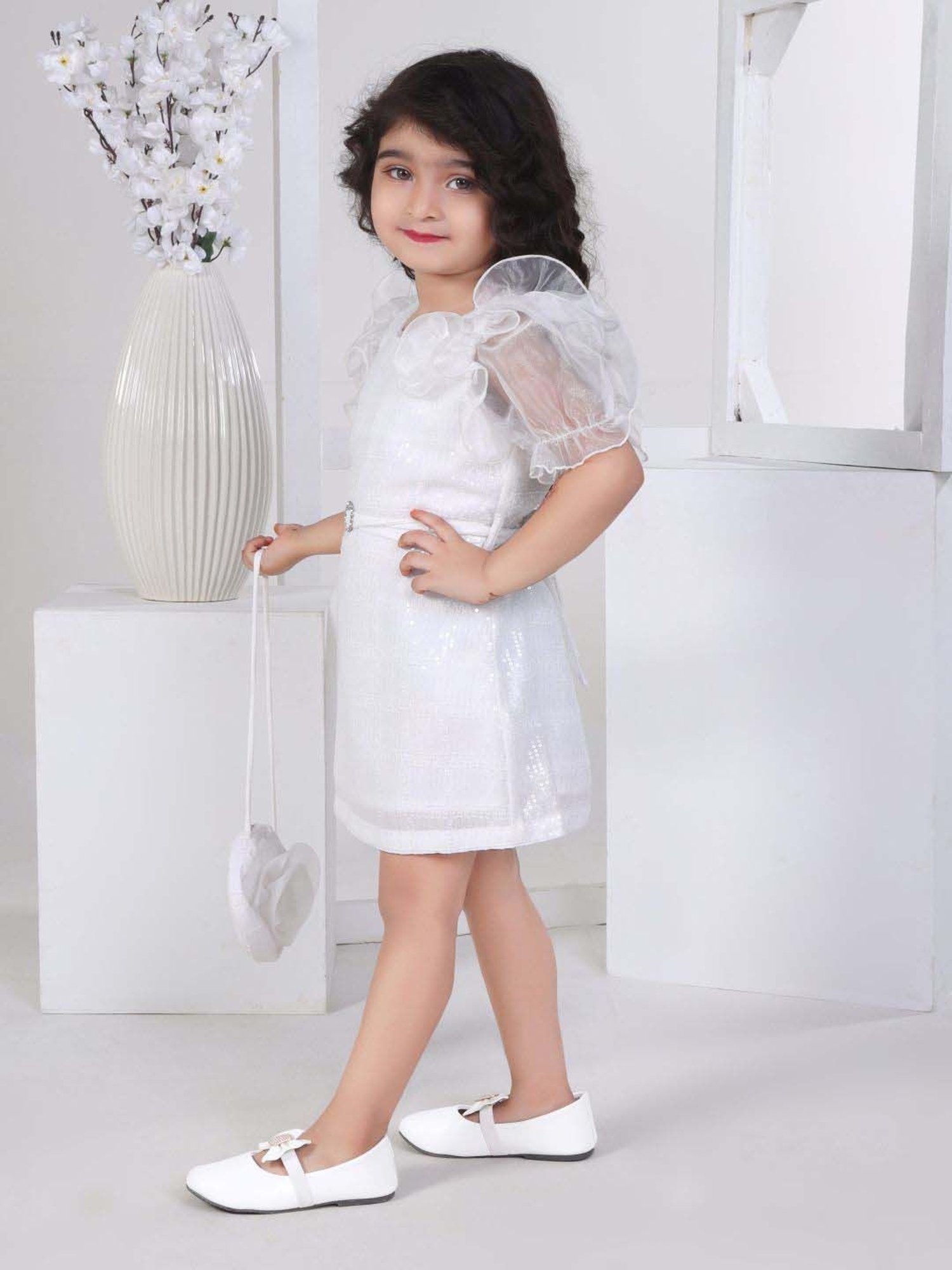 Peppermint Girls White Embellished Dress