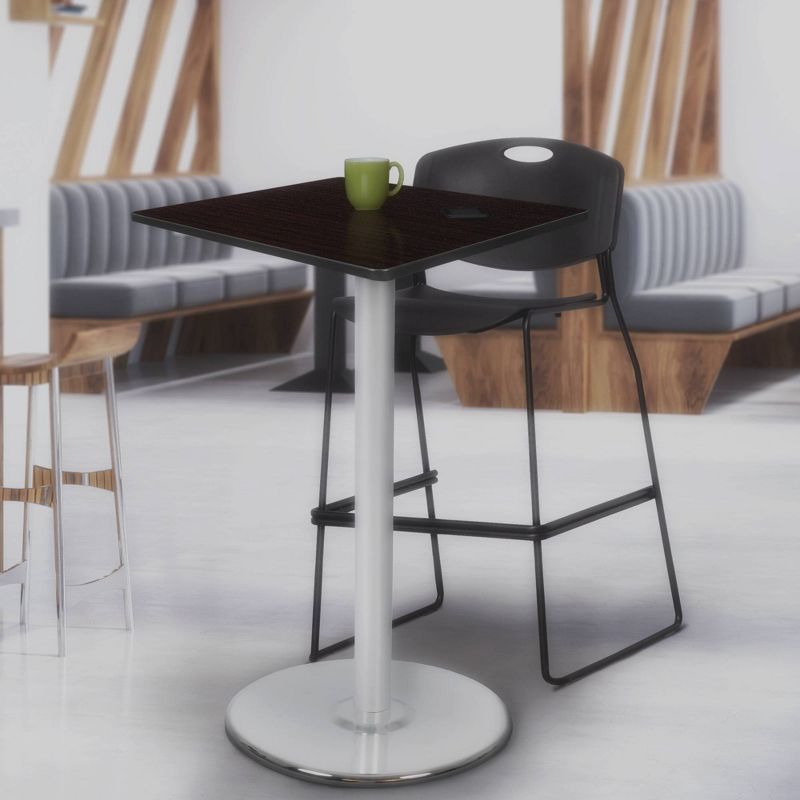 36" Via Cafe High Square Platter Base Bar Height Table Espresso/Chrome - Regency