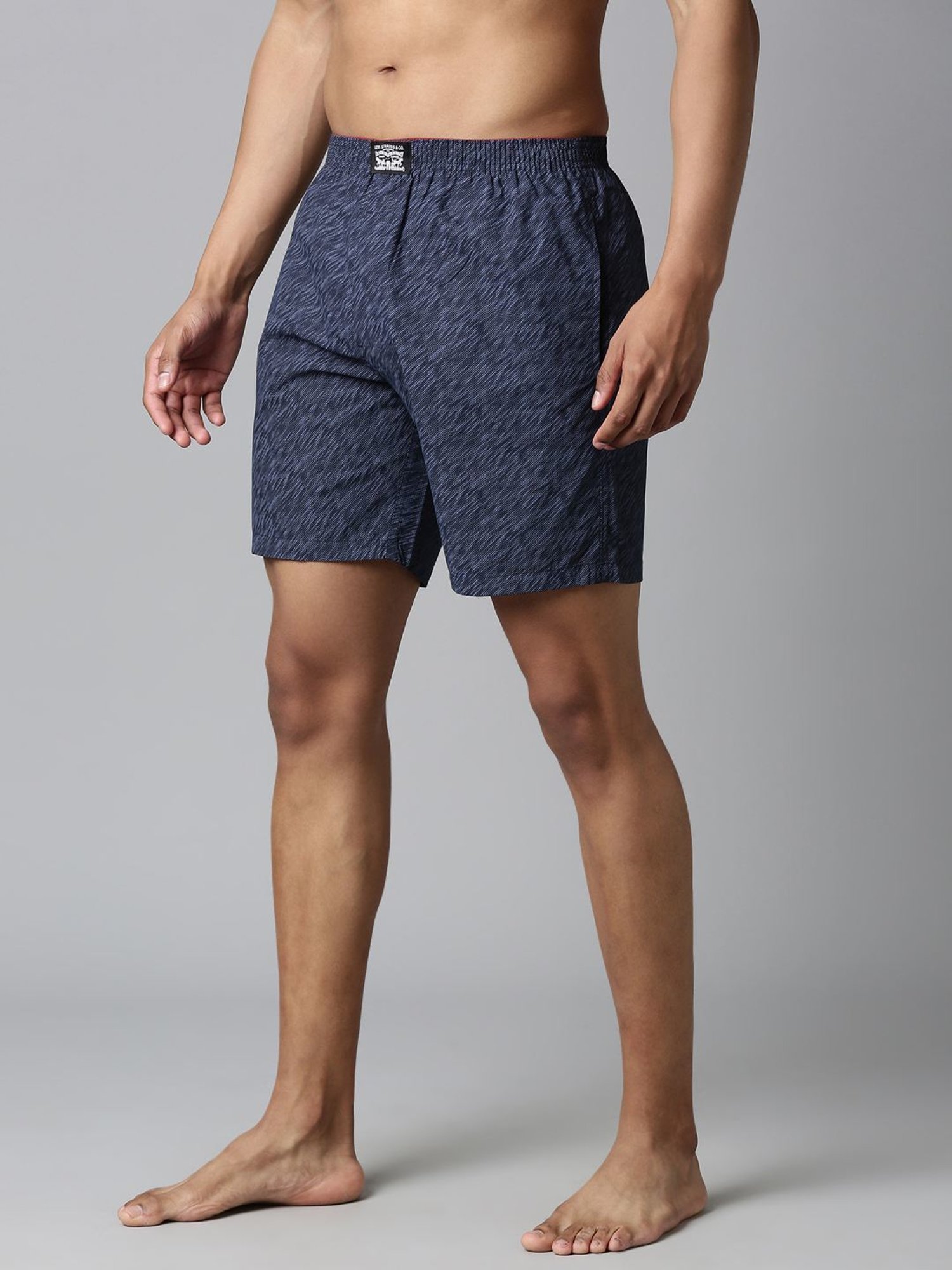 Levi'S Blue Pure Cotton Relaxed Fit Printed Shorts