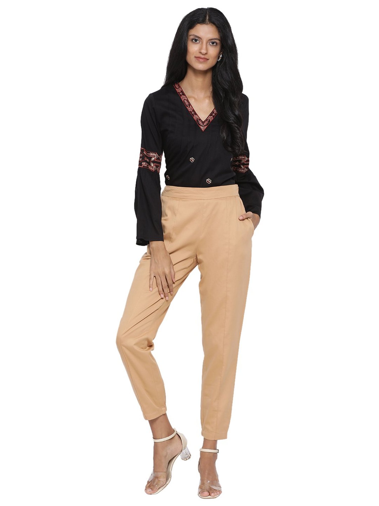 Rooted Beige Cotton Trousers
