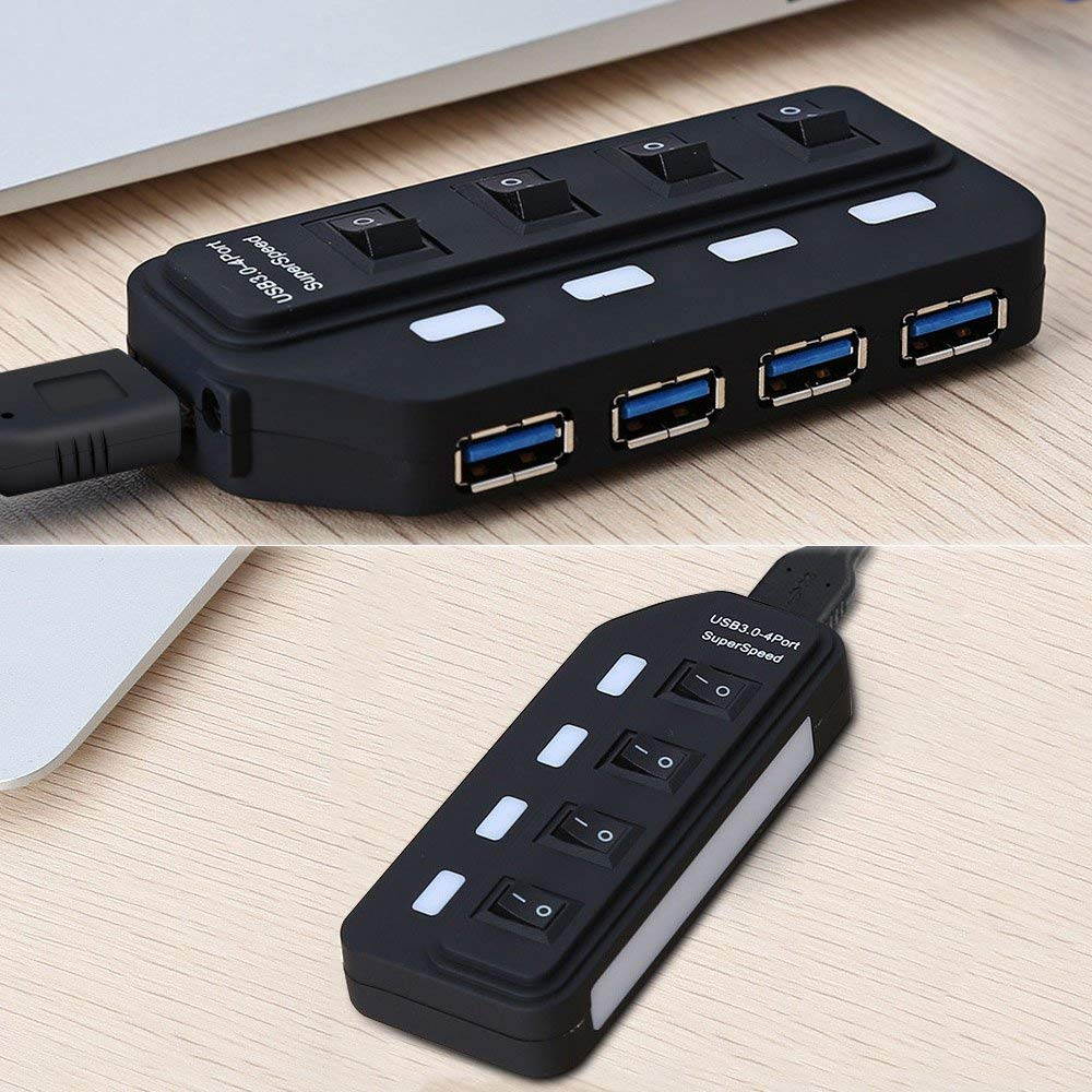 USB 3.0 Hub, Portable SuperSpeed 4 Port USB 3.0 Hub with Built-in Cable , USB Extension Multi-function USB Dock Hot Swapping Support for  Mac, PC, USB Flash Drives and Other Devices
