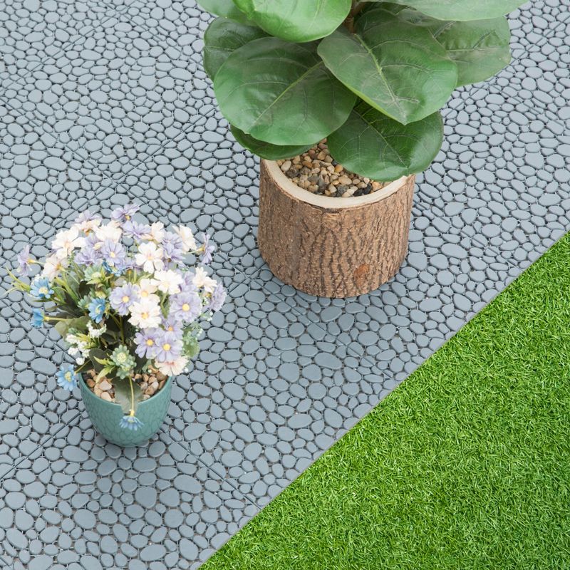 Gardenised Interlocking Cobbled Stone Look Garden Pathway Tiles, Decorative Floor Grass Pavers Anti- Slip Mat, 5 pack  