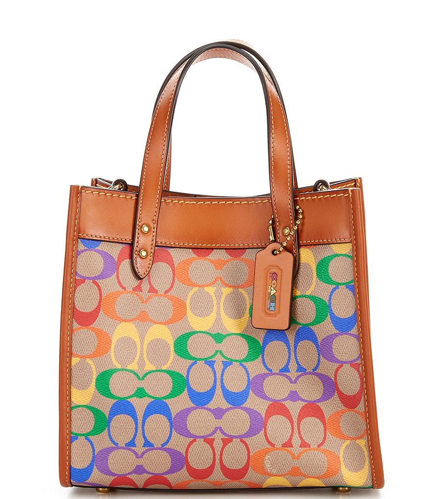 COACH Rainbow Signature Coated Canvas Field Tote Bag