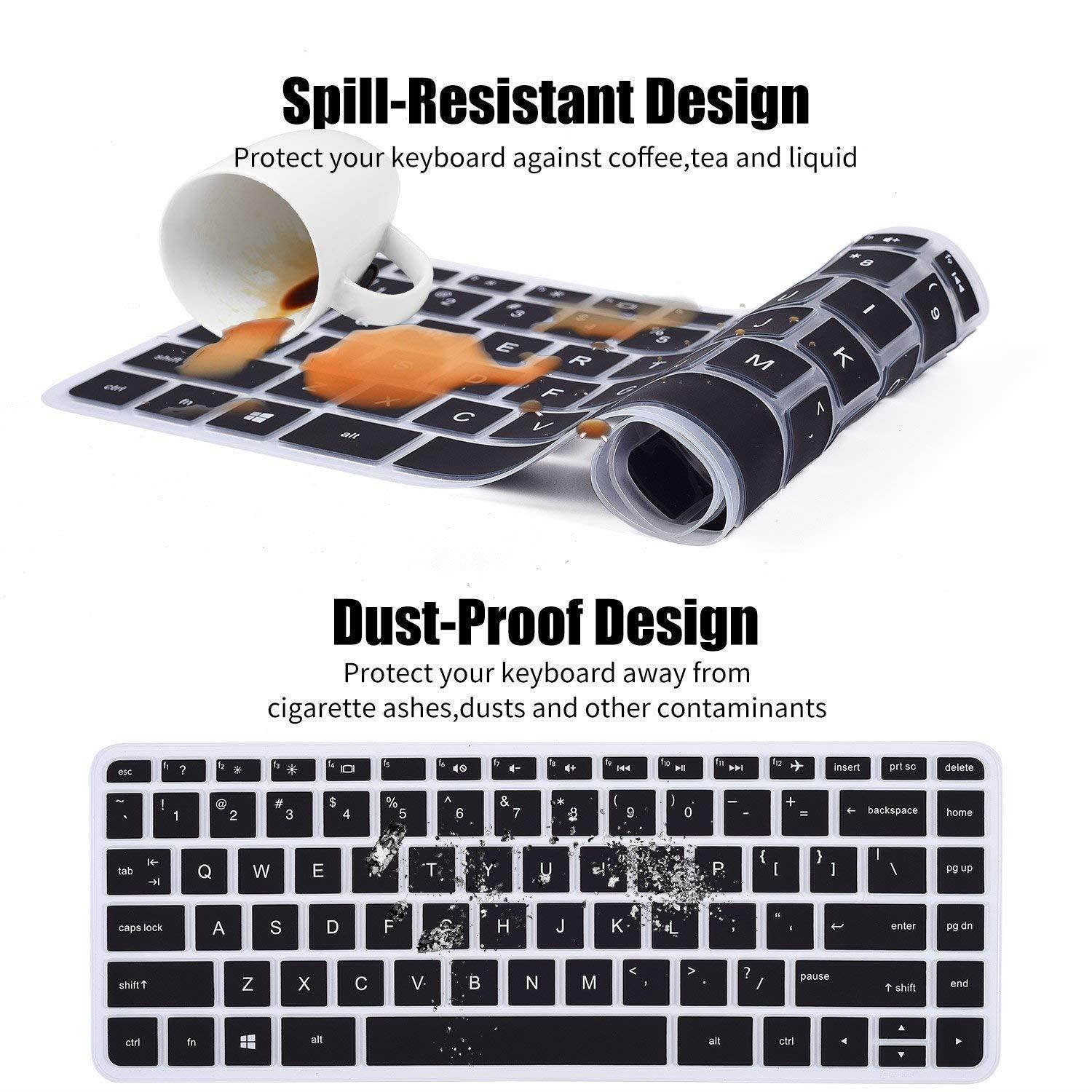 Keyboard Cover for HP Stream 14 Inch Laptop | HP Stream 14-ax Series | 14 inch HP Pavilion 14-ab 14-ac 14-ad 14-al 14-an Series Protective Skin, Black