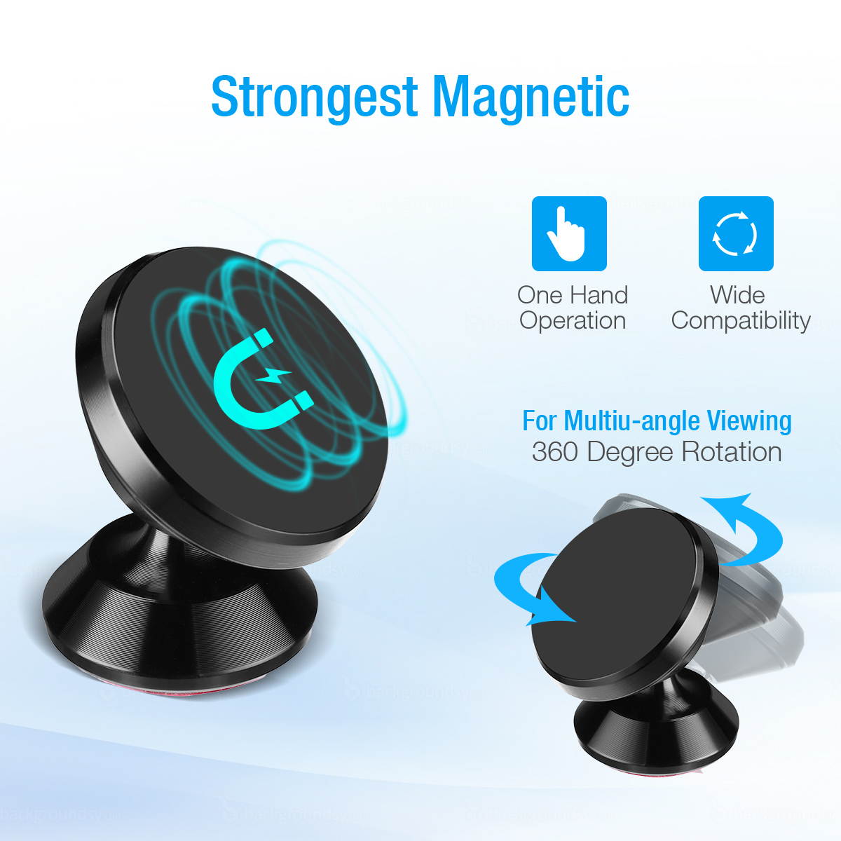 FirstPower 360&deg; Magnetic Car Holder Mount Cell Phone Holder Stand Dashboard Stick Pad Bracket For iPhone 360&deg; Rotation Six Plus-Minus Magnet