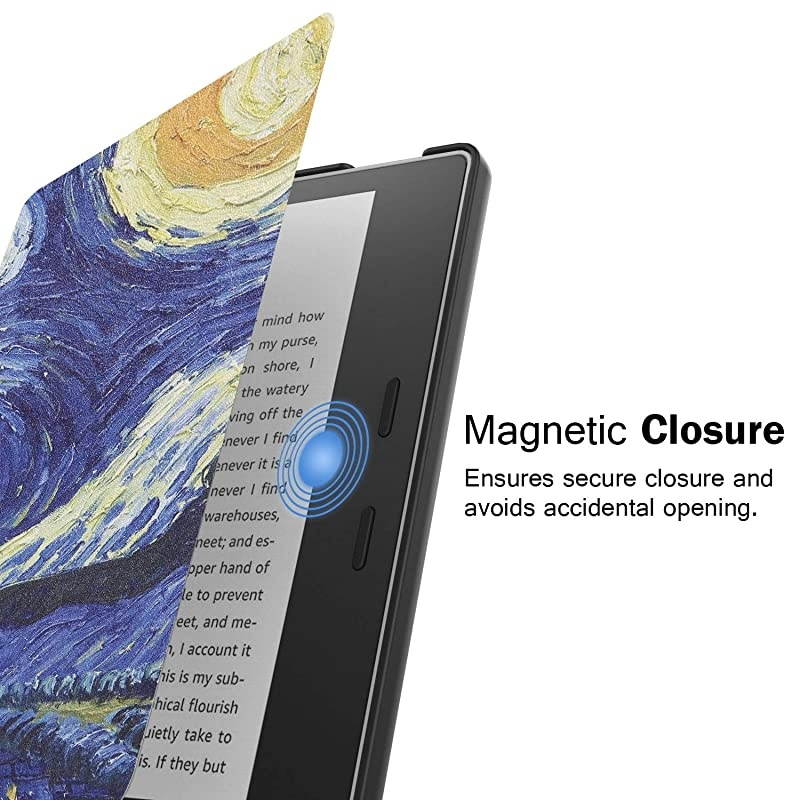 Water-Safe Case for All New Kindle Oasis 7 inch case 2019/2017 Release- PU Leather Smart Cover with Auto Wake/Sleep (City Night)