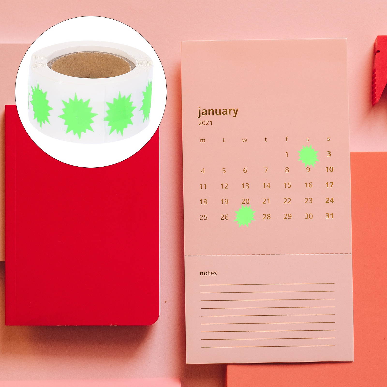 1 Roll/500pcs Decorative Stickers Fluorescent Color Label Explosion Pattern Label