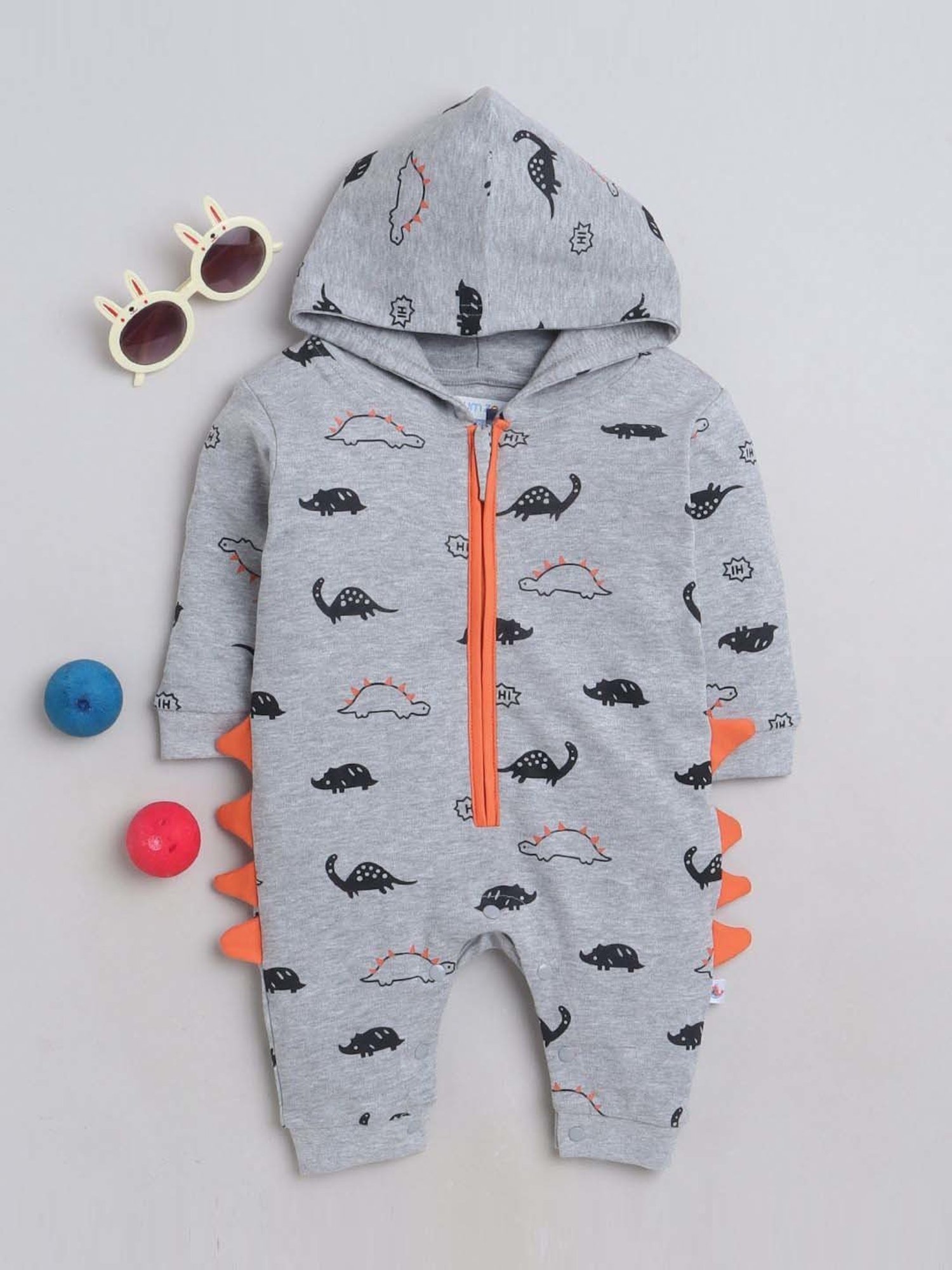 Berrytree Organic Kids Black Cotton Animals Print Rompers