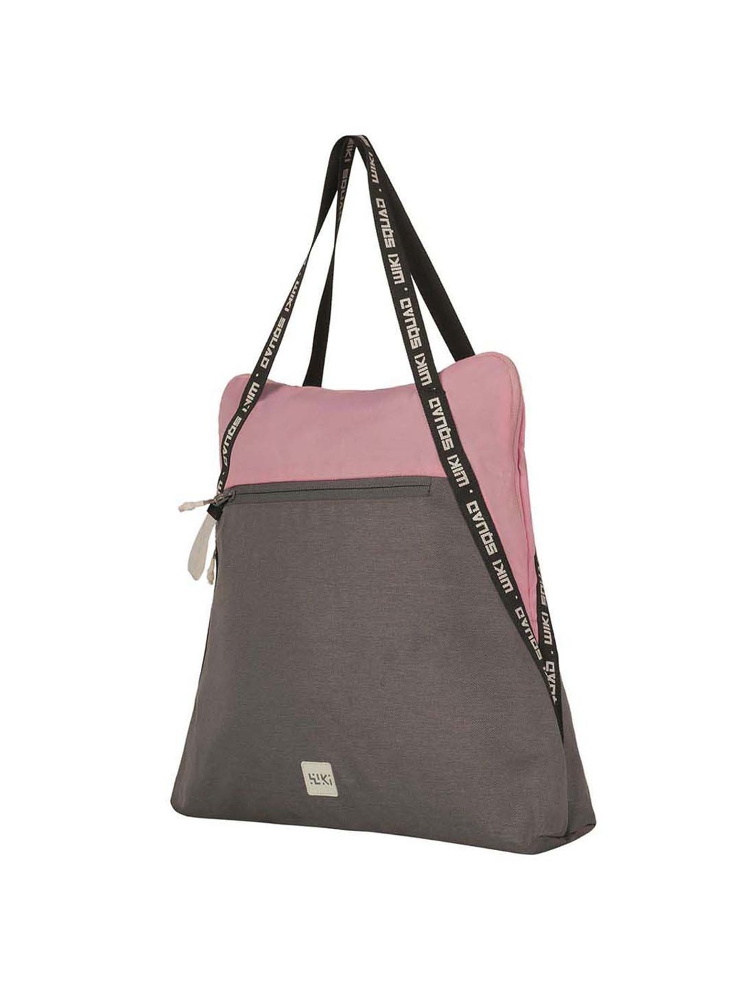 Wiki Bestie Grey & Purple Color Block Medium Tote Handbag