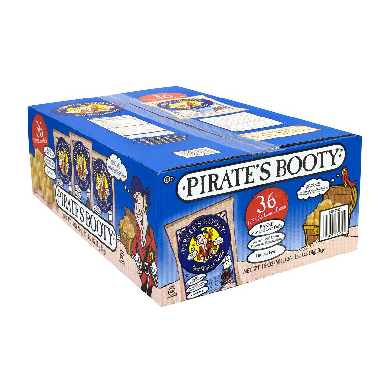 PIRATE'S BOOTY Natural Aged White Cheddar Baked Corn Puffs, 0.5oz , 36ct