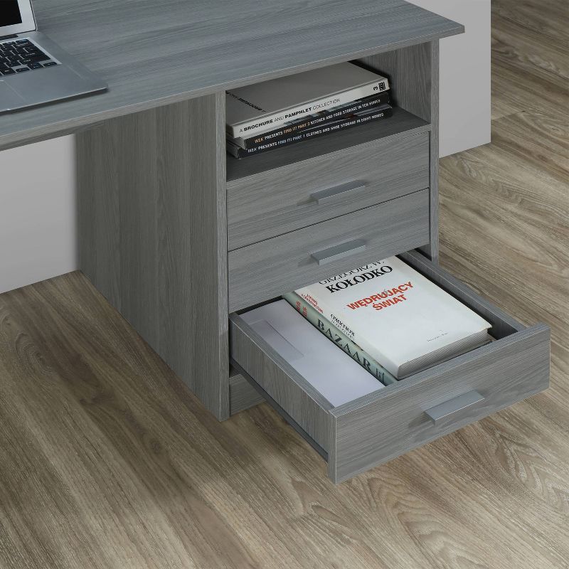 Classic Computer Desk with Multiple Drawers Gray - Techni Mobili