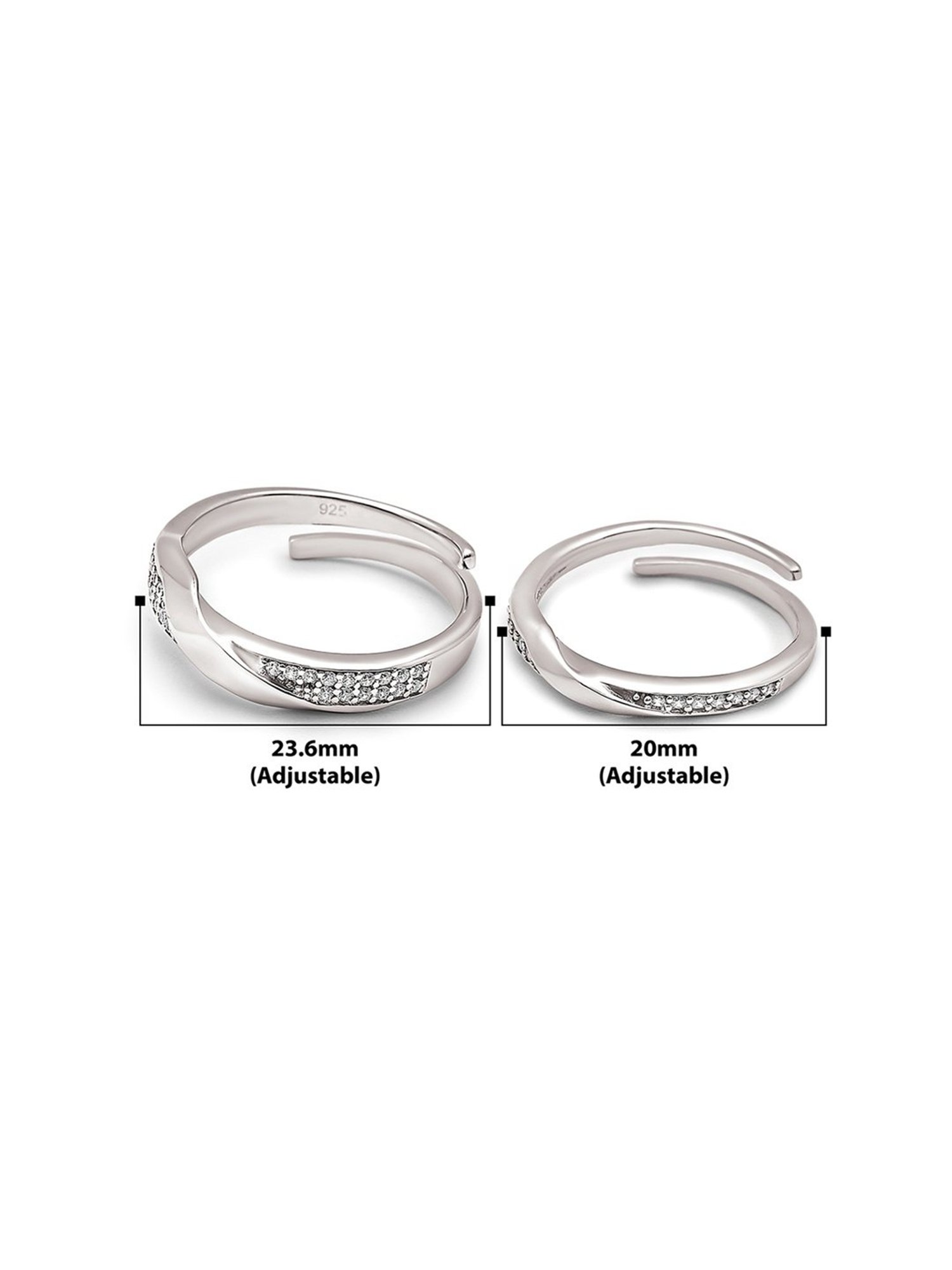 Silberry 92.5 Sterling Silver Forever Linked Couple Rings