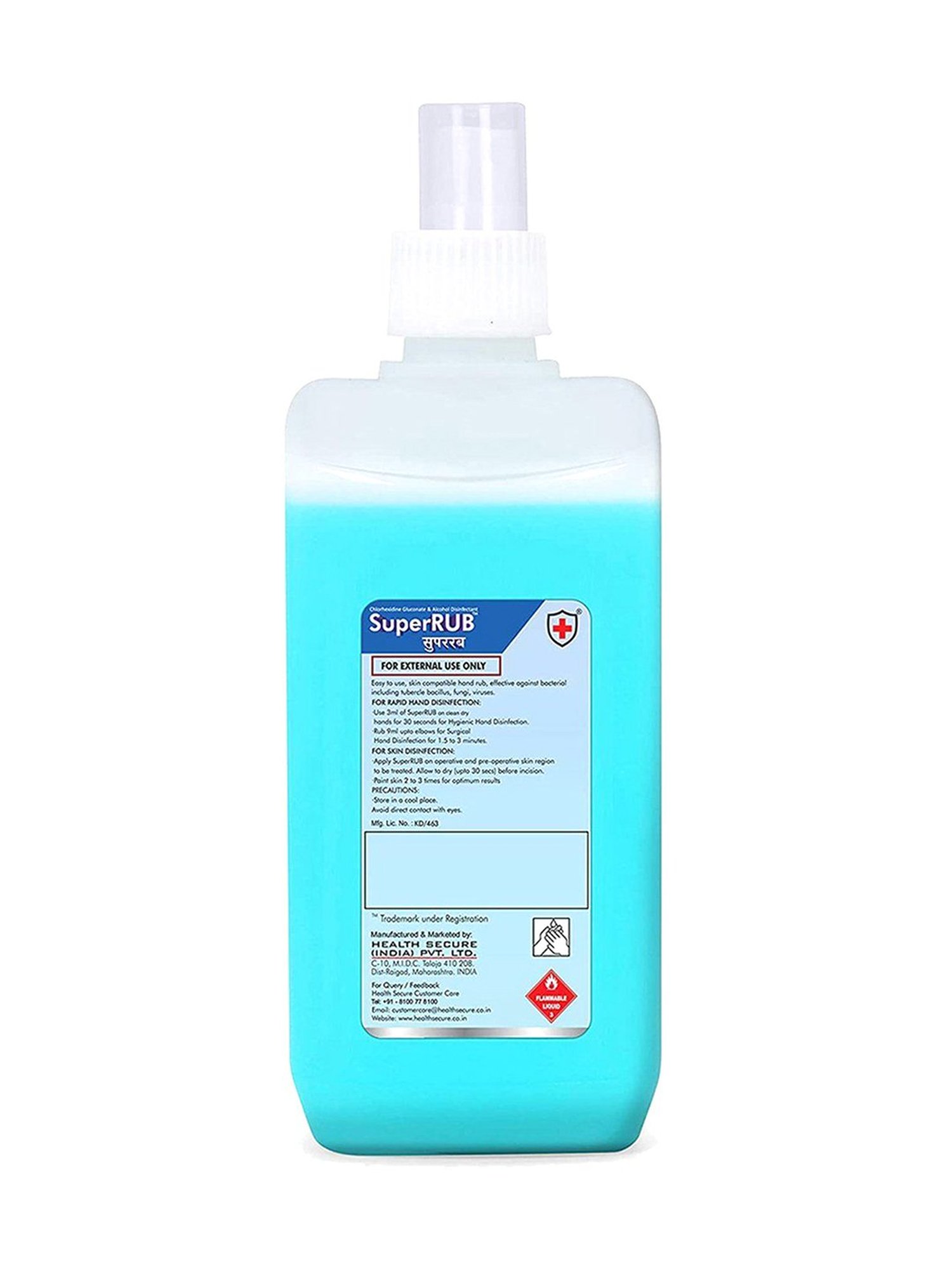 SuperRUB Alcohol Based 500ml Hand Sanitizer With Mist Spray (White)