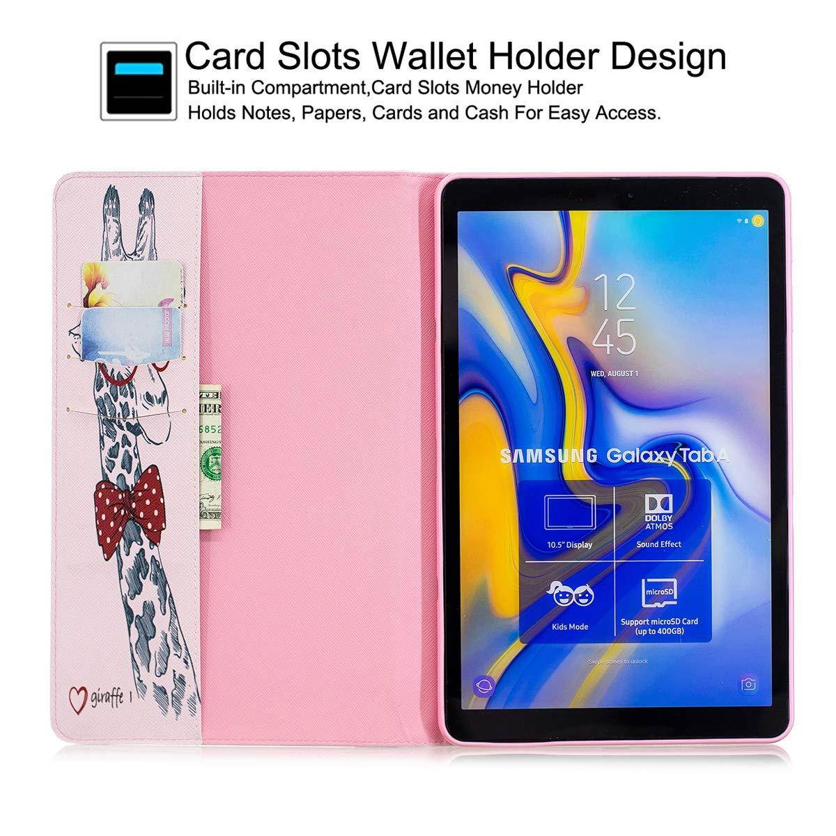 Galaxy Tab A 10.5 Case, Newshine Premium Leather Lightweight Flip Stand Cover with Card Cash Pocket for Samsung Galaxy Tab A 10.5 2018 Model SM-T590/T595/T597 Tablet, Giraffe