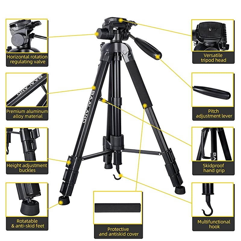 Tripod 70quot Lightweight Tripod with CellClip for iCamera Canon Nikon Aluminum Carrying Bag Included