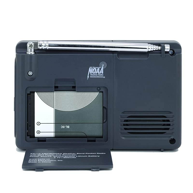 KA110 Compact Digital AMFM NOAA Weather Radio and MP3 Player with MicroSD Card Reader