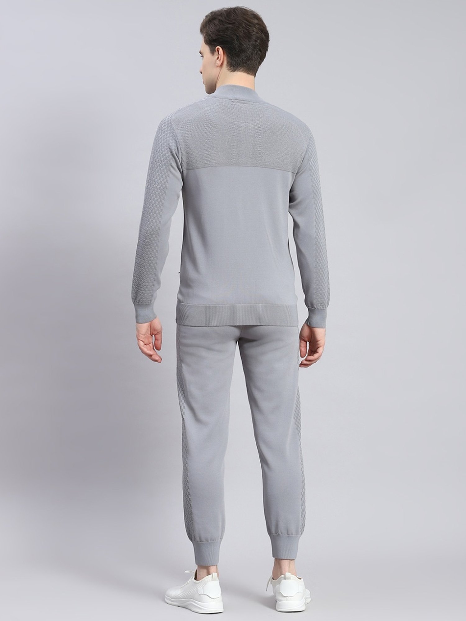 Monte Carlo Grey Regular Fit Self Pattern Tracksuits