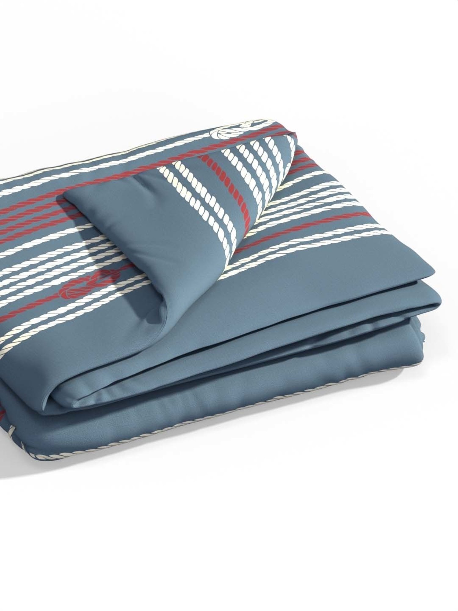 Nautica Ocean View Blue & Red 250 GSM Cotton Super Soft Single Blanket