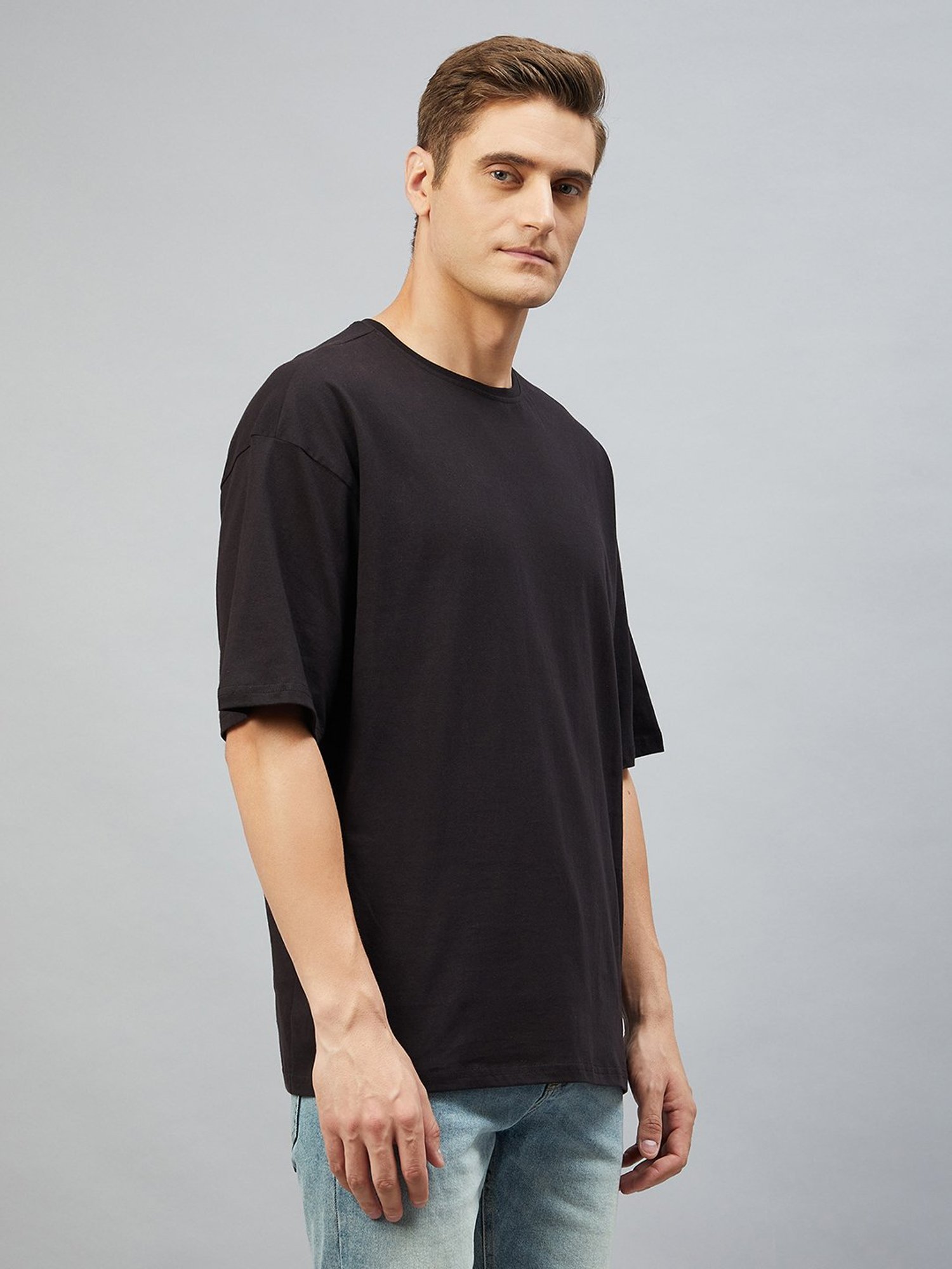 CHIMPAAANZEE Black Loose Fit Oversized Crew T-Shirt