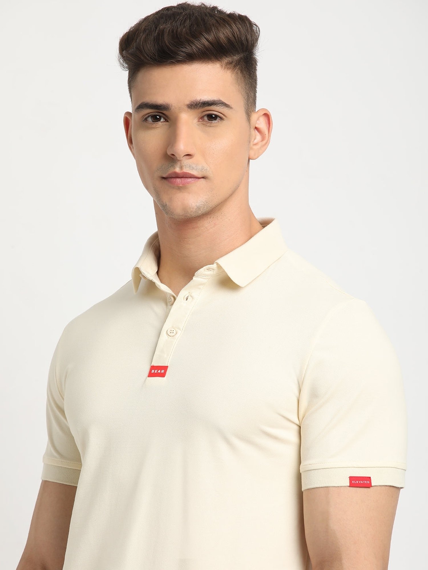 The Bear House Cream Slim Fit Polo T-Shirt