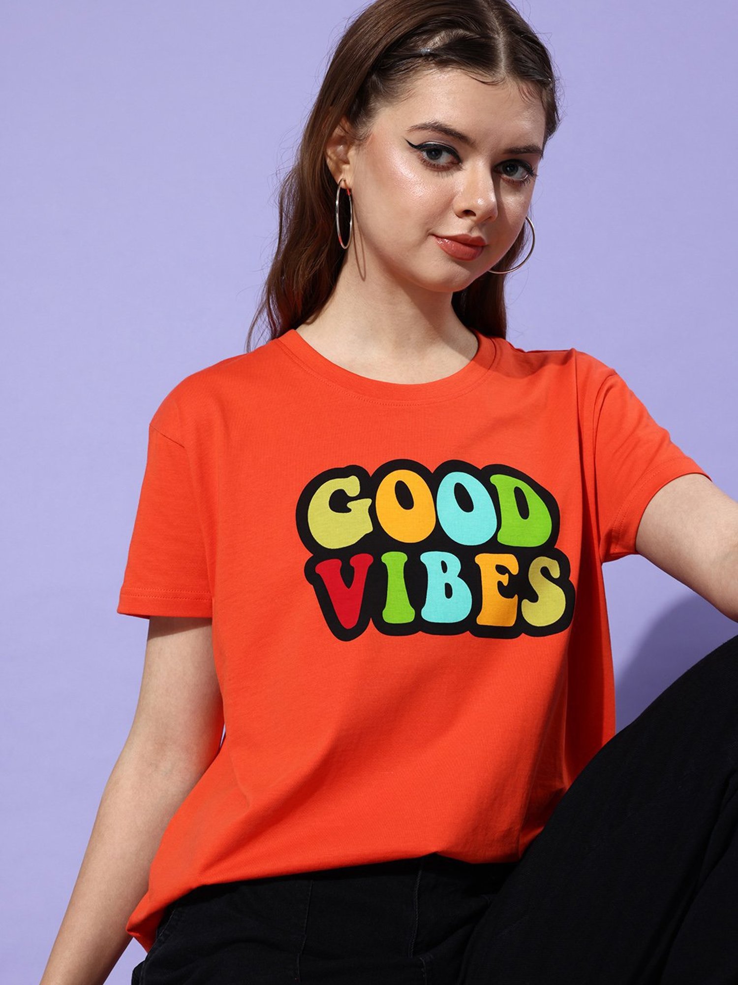 Dillinger Orange Cotton Graphic Print T-Shirt