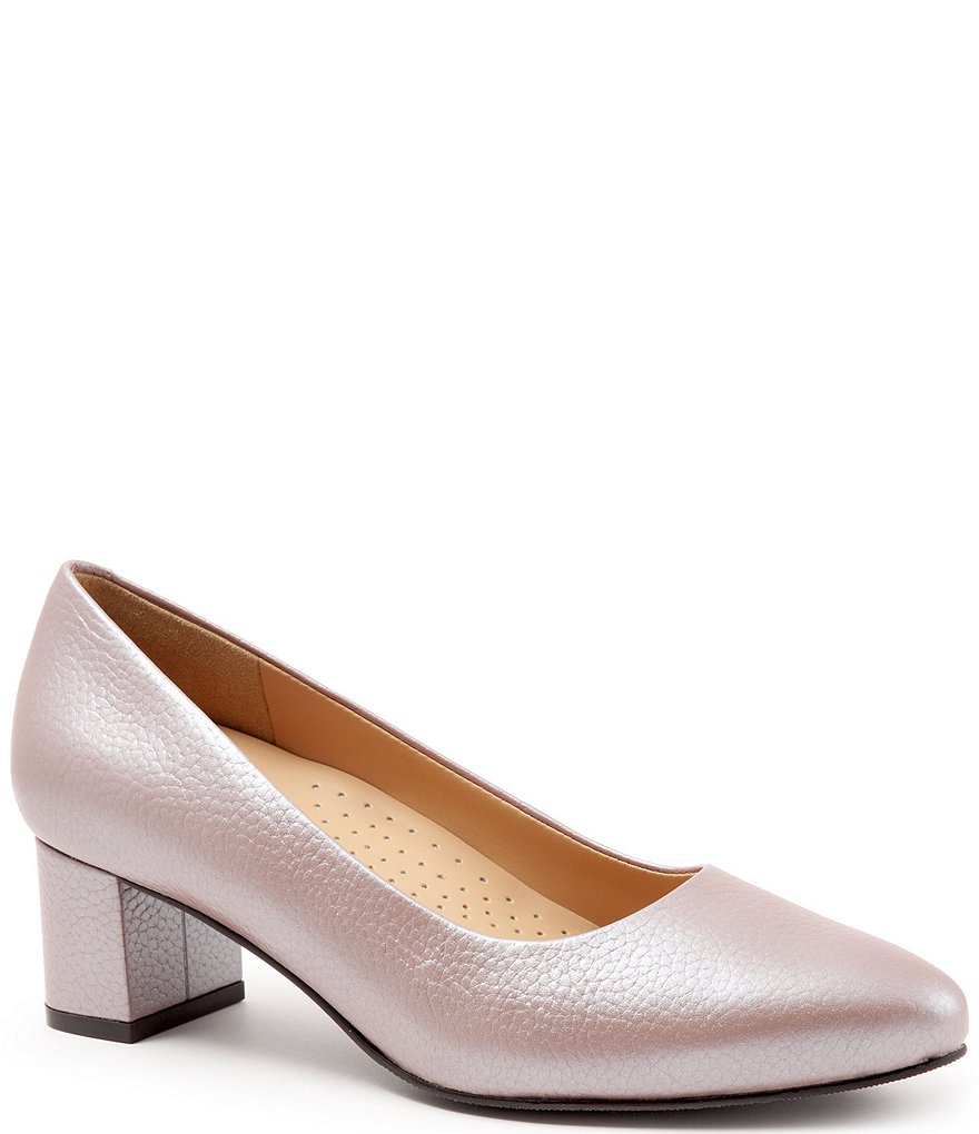 Trotters Kari Pearlized Leather Block-Heel Pumps