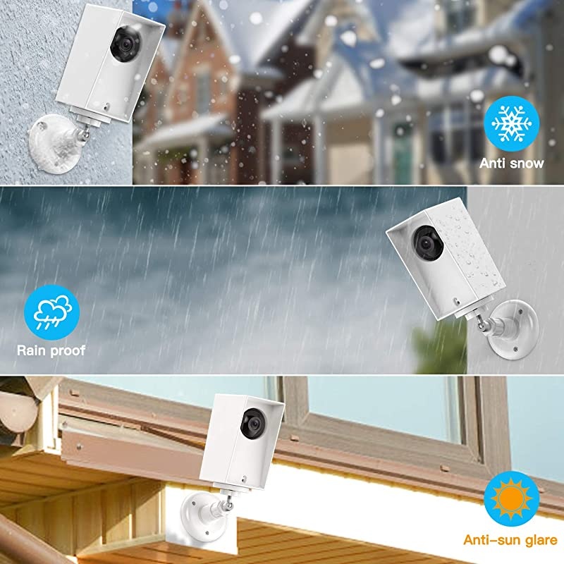 with Wyze Cam Pan Wall Mount, Weather Proof Anti-Sun Glare and UV Protection Outdoor/Indoor Adjustable Bracket with Protective Skin Case for Wyze Cam Pan 1080p Security Camera
