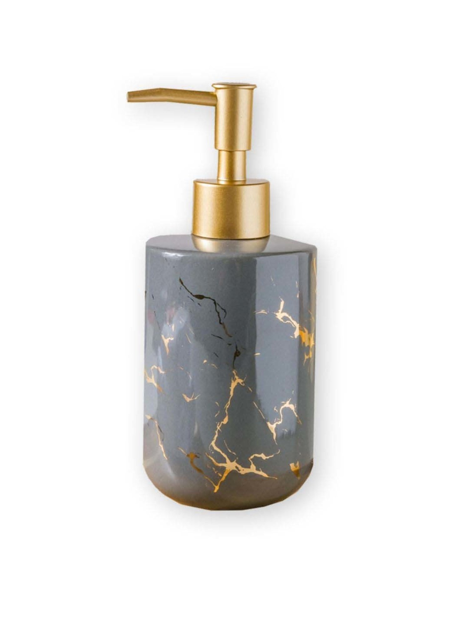 Nestasia Premium Quality Grey With Golden Splash Soap Dispenser With Metal Nozzle (300 ml)