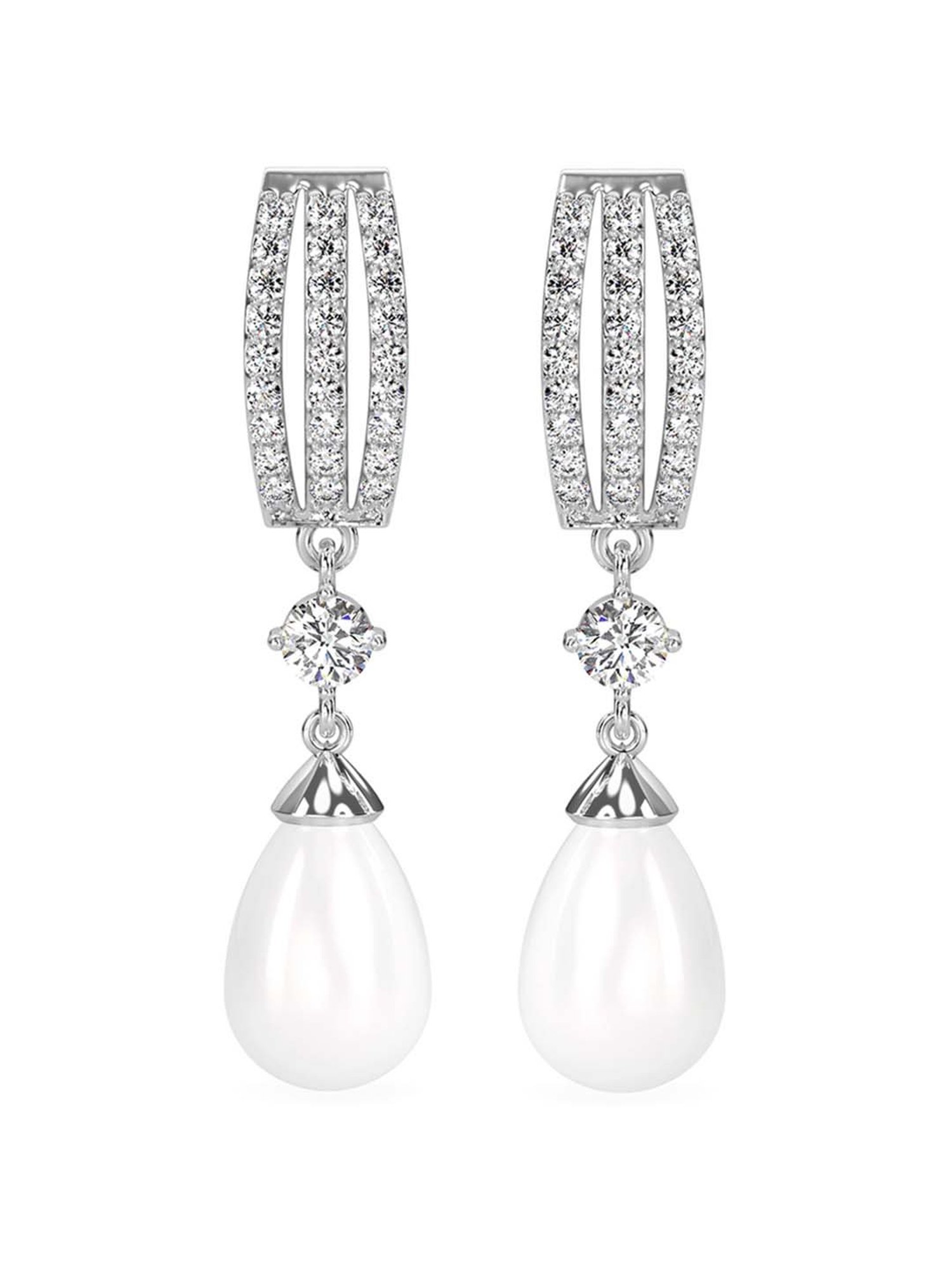 Clara 92.5 Sterling Silver Rhodium-Plated Swiss Zirconia Queen Earrings