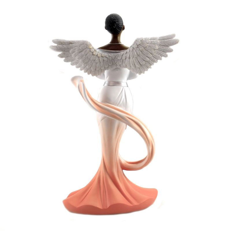 Black Art 11.75" Angel With Orange Sash Prayer Wings Religious  -  Decorative Figurines