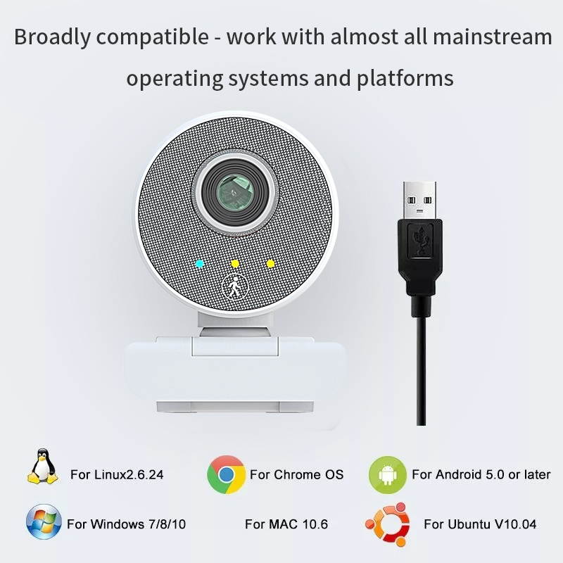 AOSTIRMOTOR 1080p Webcam , Computer Camera with Dual Microphone ,  360-degree Wide Angle, Streaming Camera, Plug and Play, for Conferencing and Video Calling