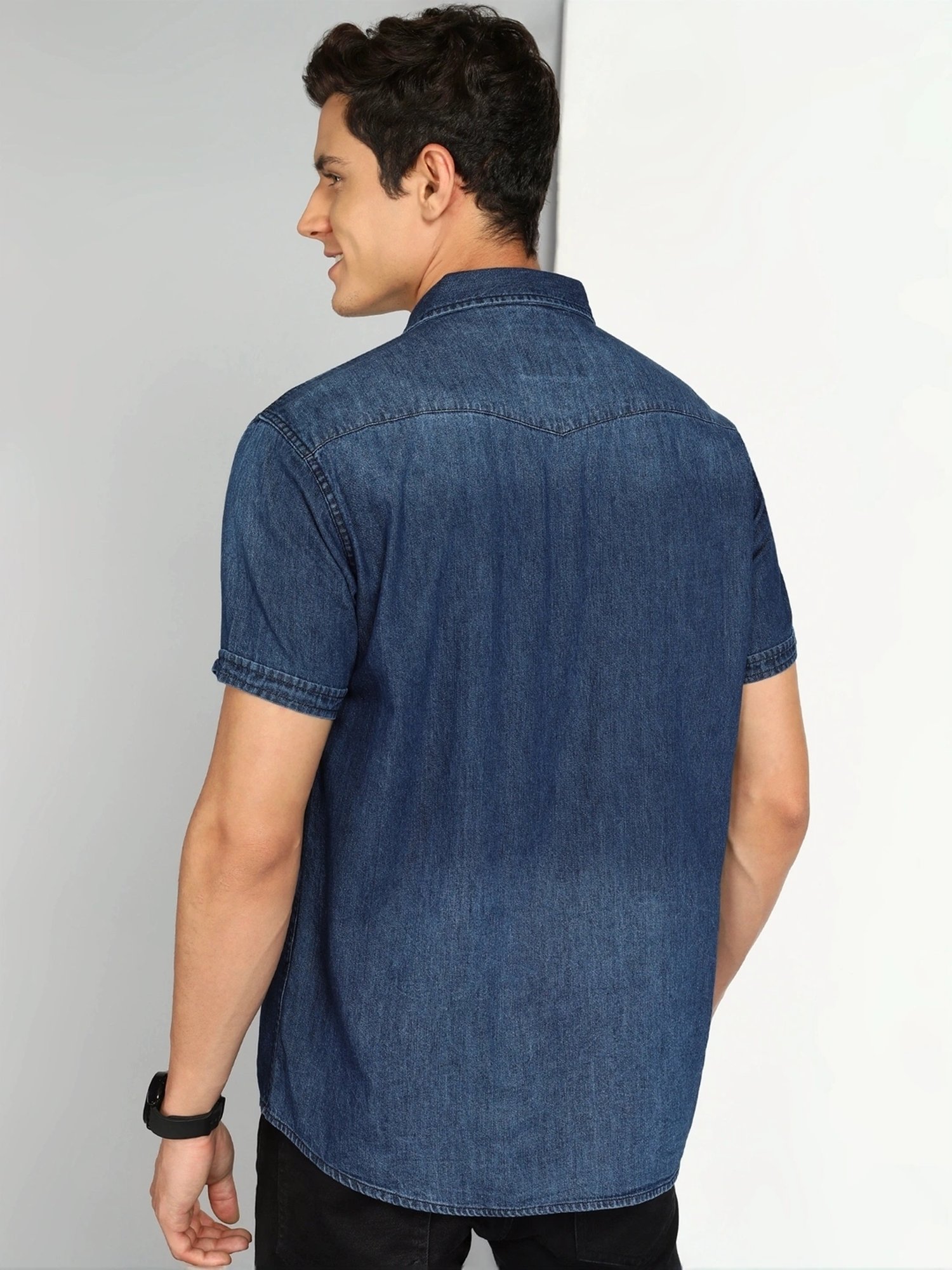 Kuons Avenue Blue Slim Fit Denim Shirt