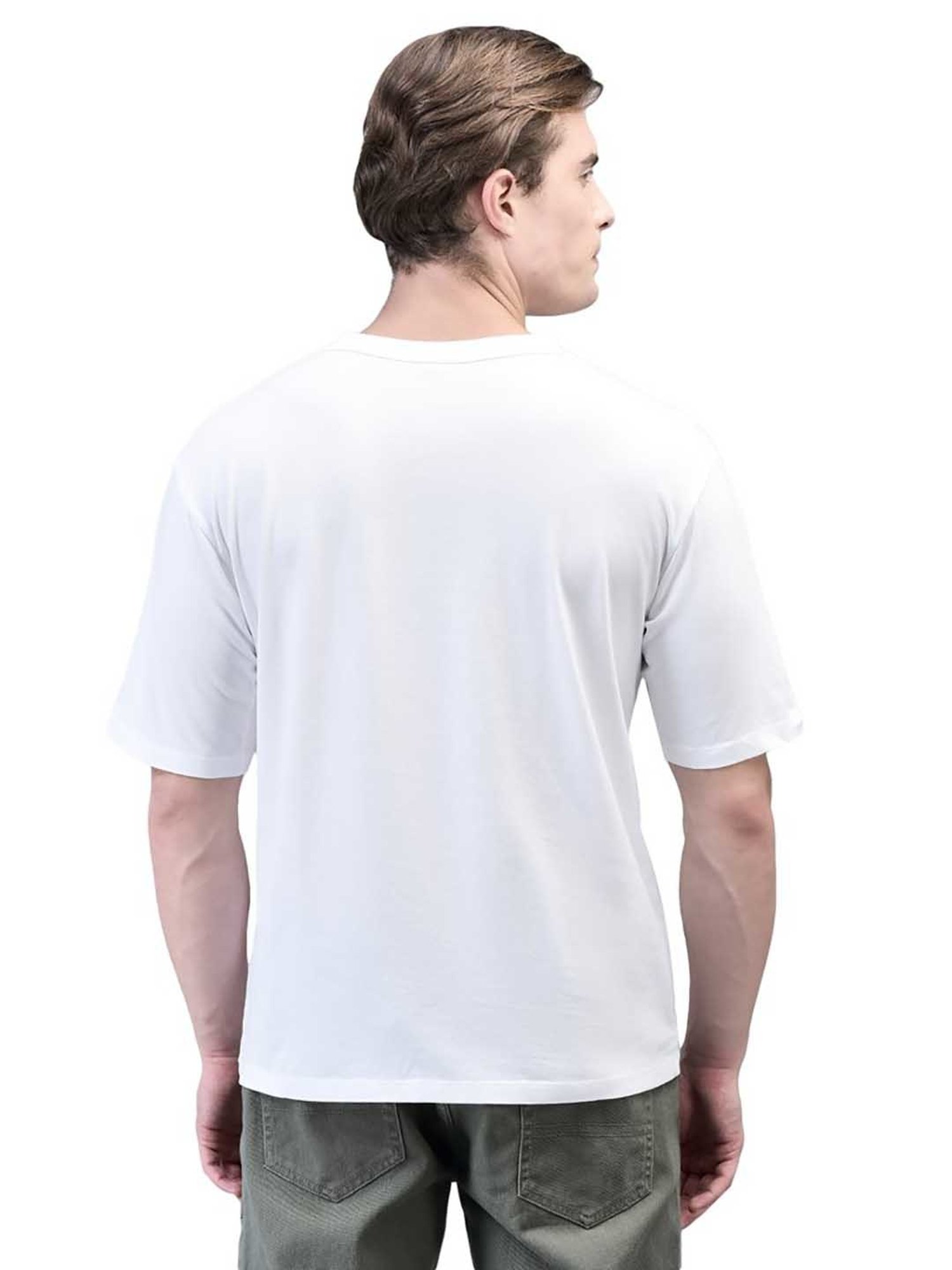 Woodland White Regular Fit V Neck T-Shirt