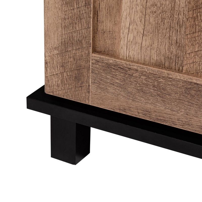 Modern Industrial Wine Cabinet with Sliding Door Brown - Glitzhome