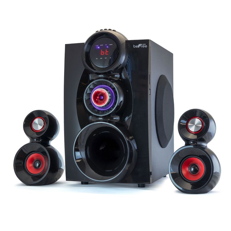 beFree Sound 5.1 Channel Bluetooth Surround Sound Speaker System- Red