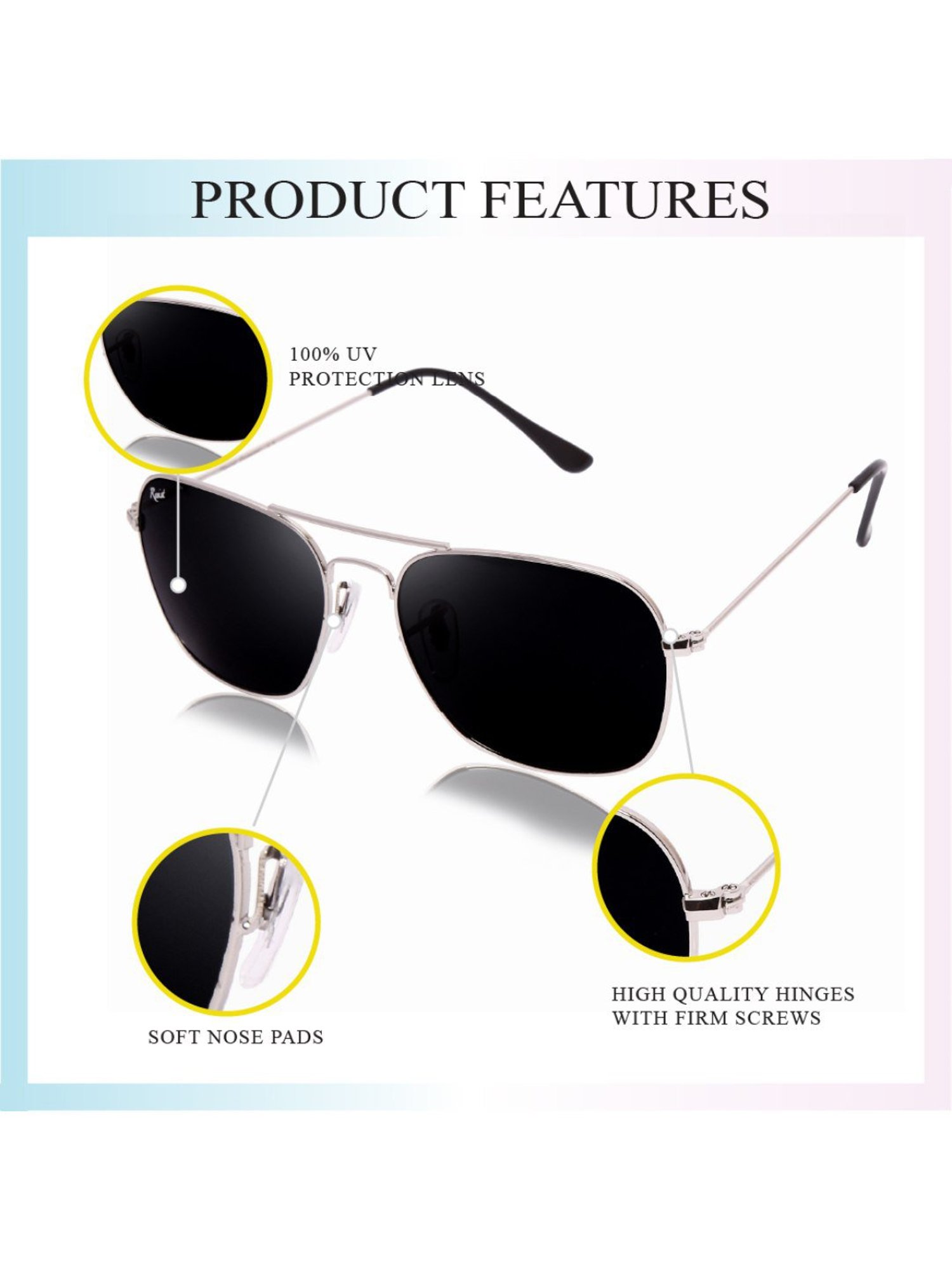 Resist Eyewear Black Rectangular Unisex Sunglasses