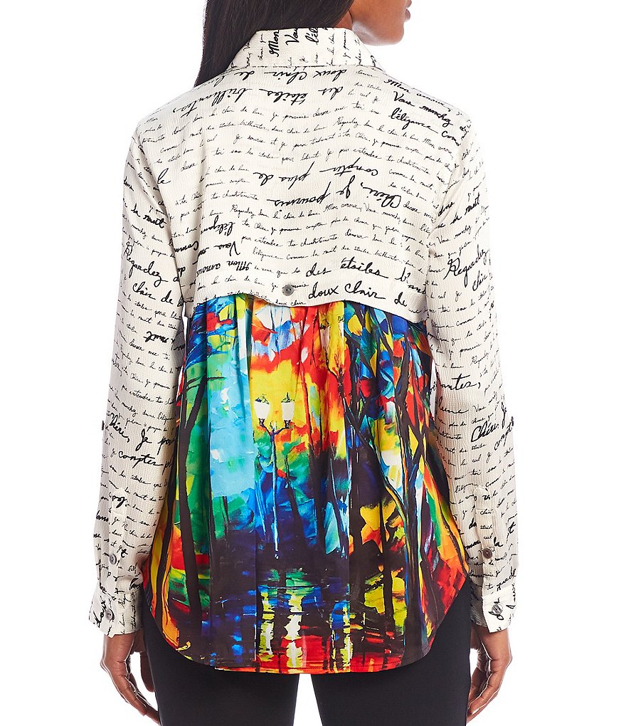 Eva Varro Animal Print Knit Jersey 3/4 Slit Sleeve Tunic